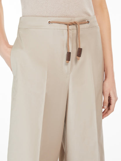 'S Max Mara Pantalone in Twill di Cotone Ottavo Donna Beige