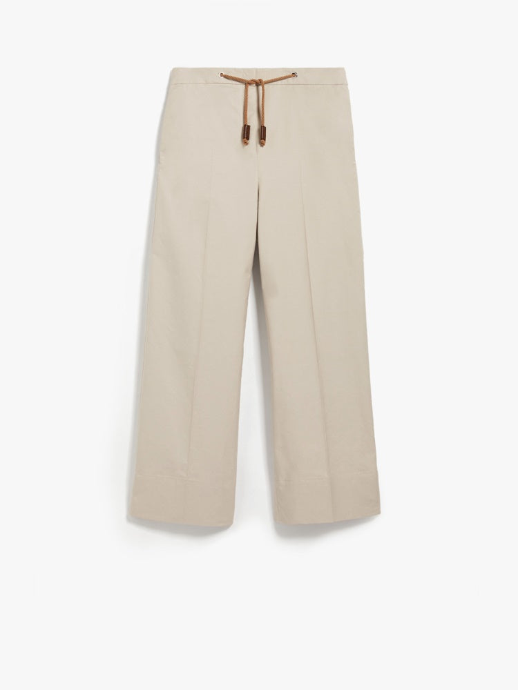 'S Max Mara Pantalone in Twill di Cotone Ottavo Donna Beige