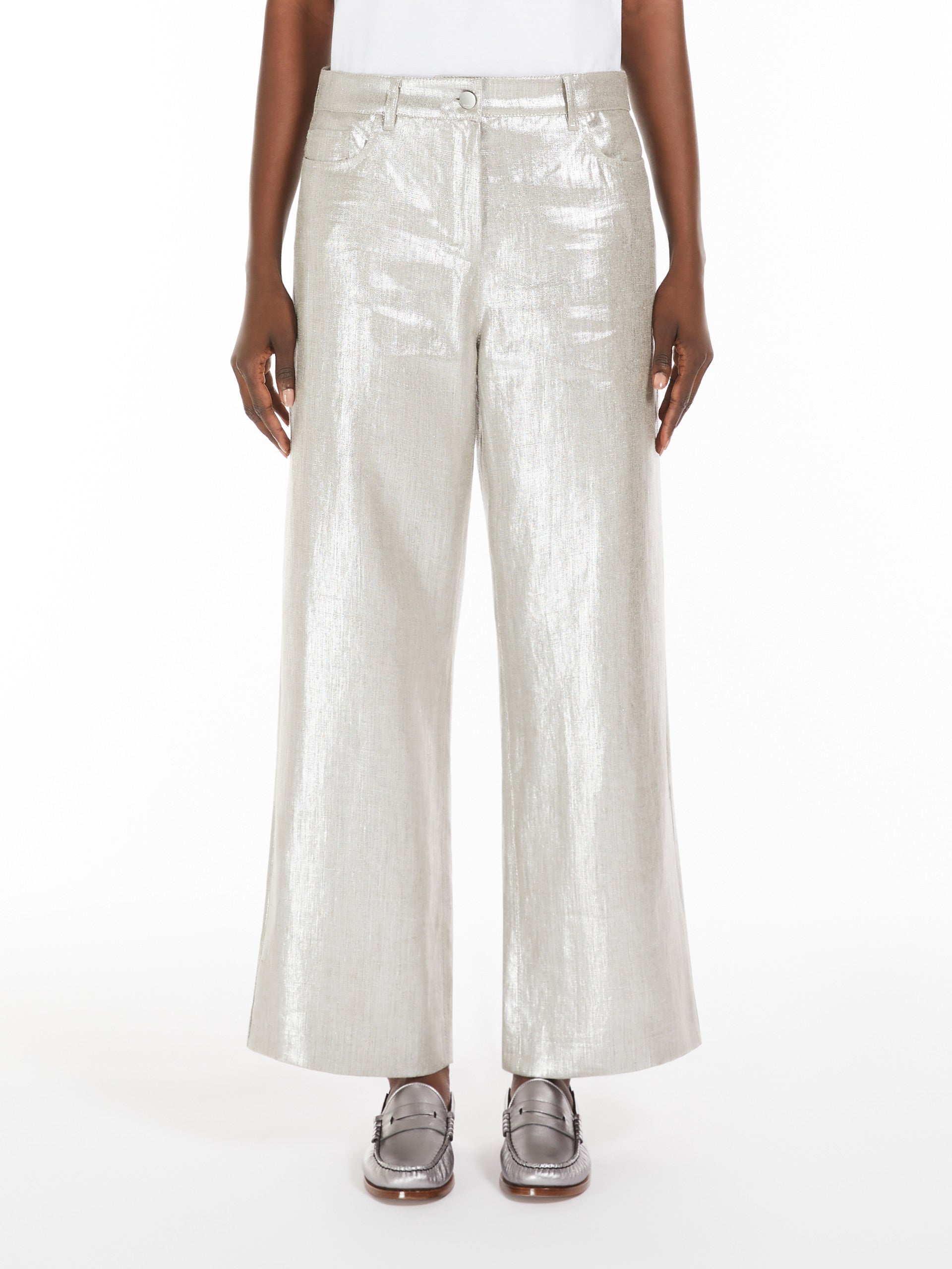 Max Mara Pantalone in Lino Donna Malika Argento