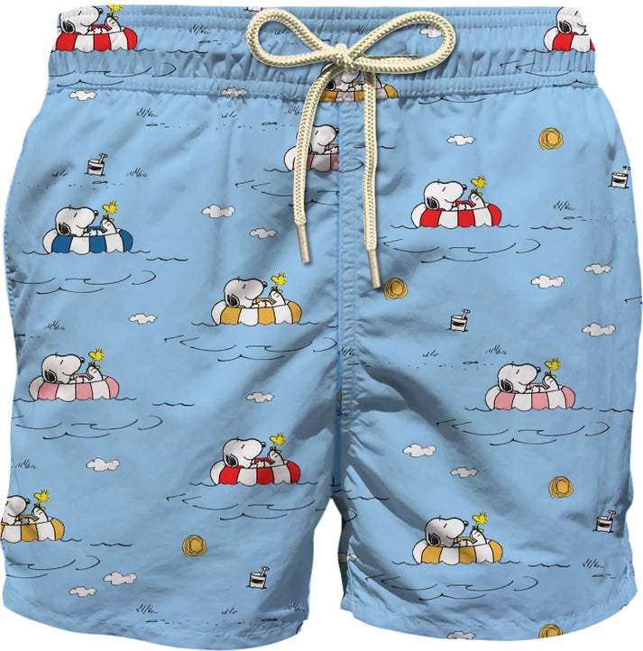 MC2 Saint Barth Costume a Pantaloncino Uomo Lighting Snoopy Chill Yatch Azzurro