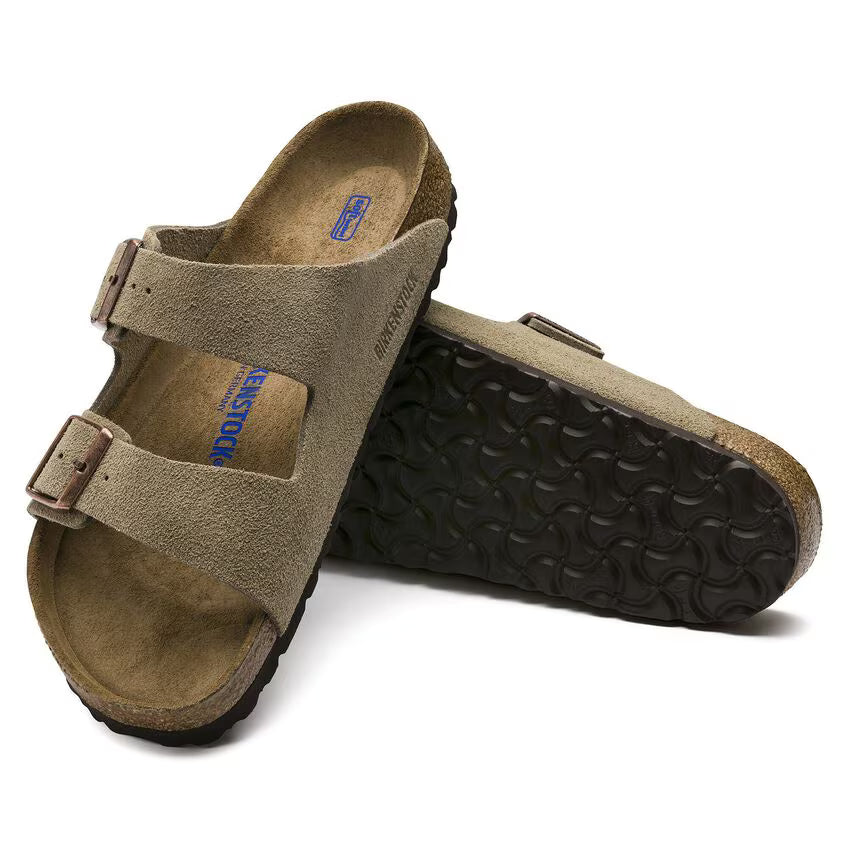Birkenstock Sandalo Arizona in Pelle Scamosciata Donna Taupe