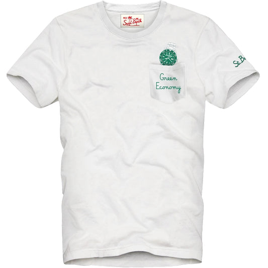 MC2 Saint Barth T-Shirt Austin Watch Green Uomo Bianco