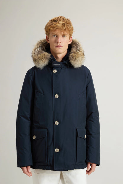 Woolrich Parka Corto Uomo Arctic Detachable Fur Anorak Melton Blue