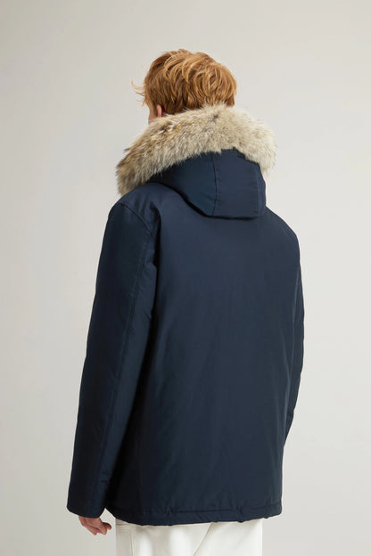 Woolrich Parka Corto Uomo Arctic Detachable Fur Anorak Melton Blue