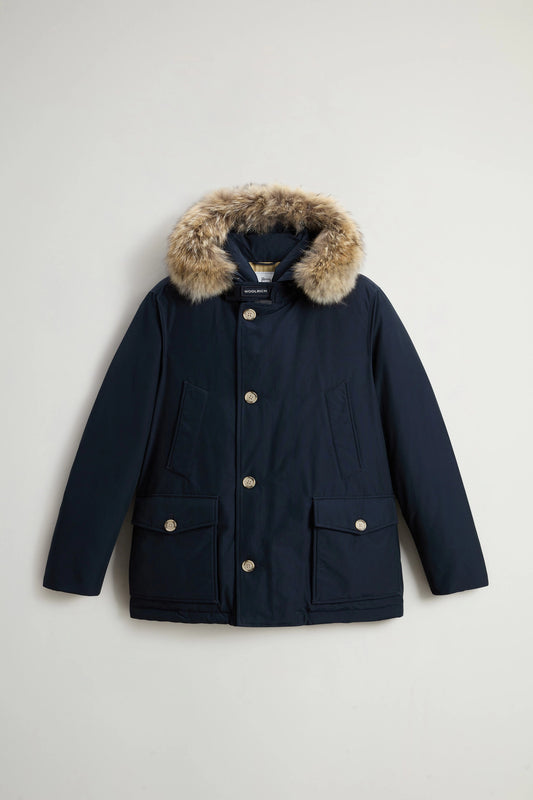 Woolrich Parka Corto Uomo Arctic Detachable Fur Anorak Melton Blue