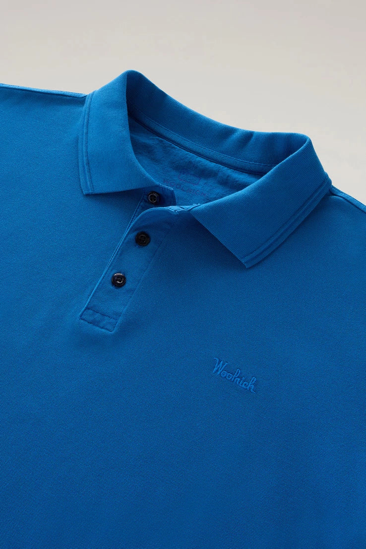 Woolrich Polo in Piquè di Cotone Azzurro Uomo