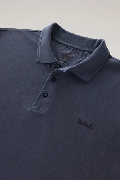 Woolrich Polo in Piquè di Cotone Uomo Blu