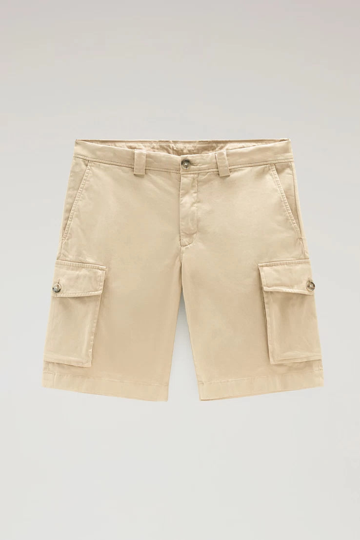 Woolrich Pantaloncini Cargo in Cotone Uomo Beach Sand