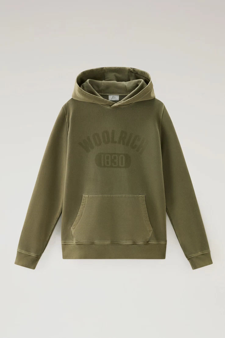 Woolrich Felpa 1830 in Cotone con Cappuccio Verde Uomo