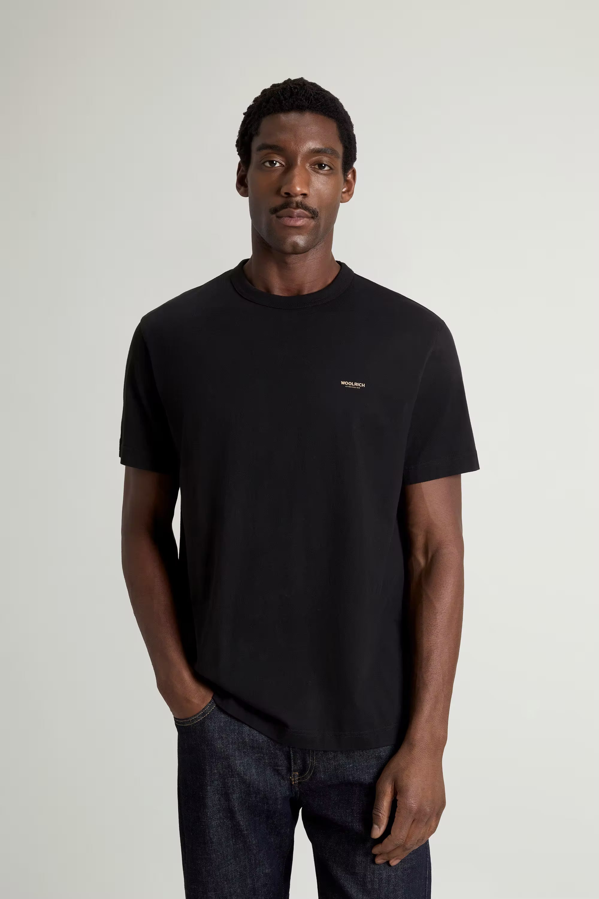 T-shirt girocollo in puro cotone con logo black