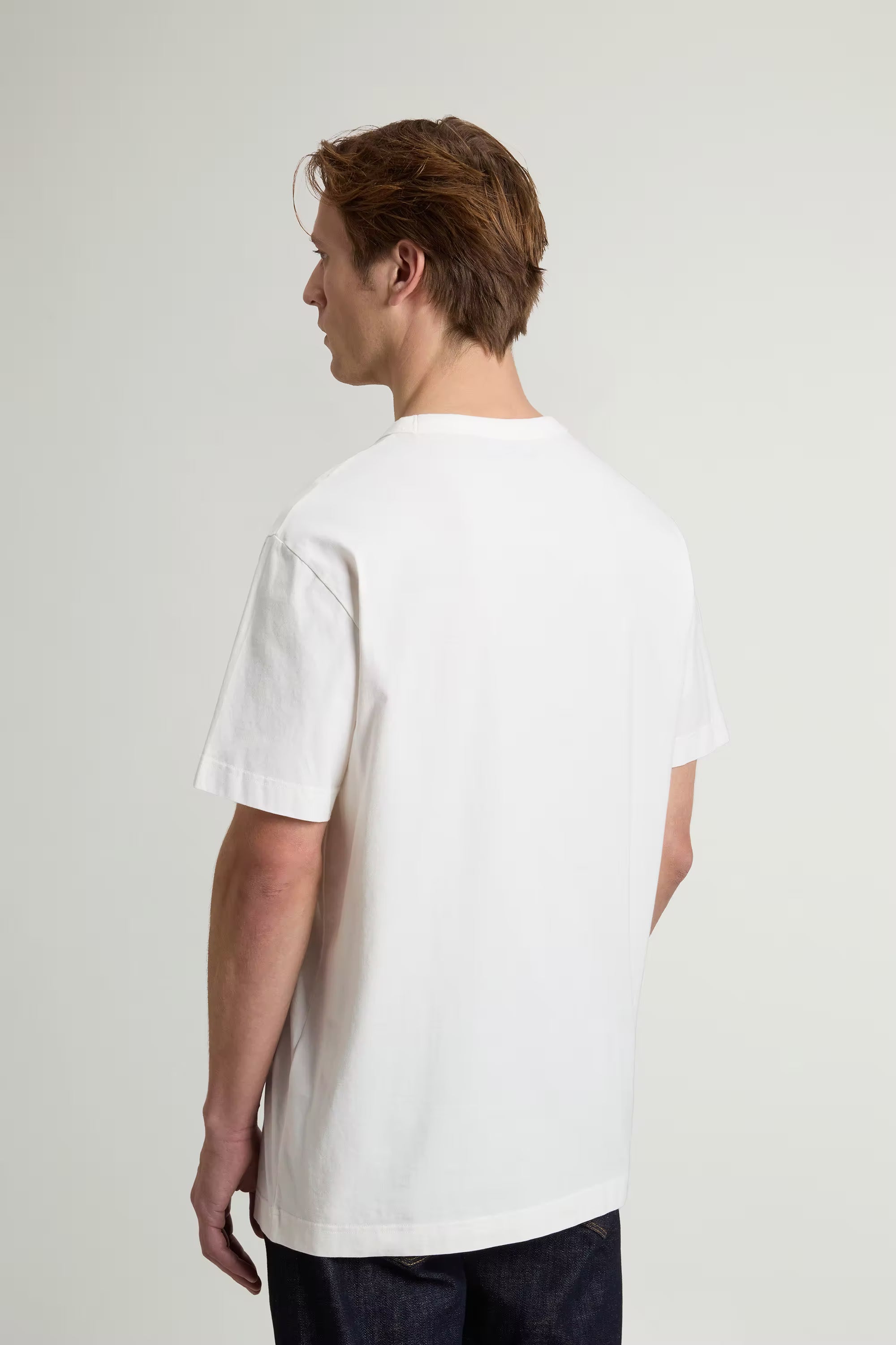 T-shirt girocollo in puro cotone con logo Arctic White