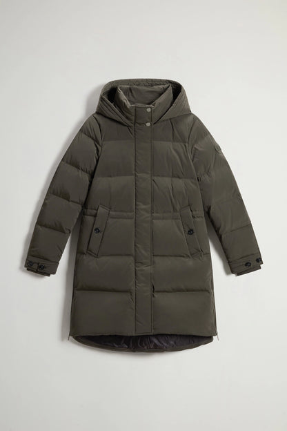 Woolrich Piumino Lungo Donna Alsea Puffy Parka Verde Scuro