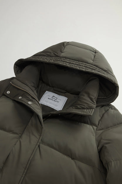 Woolrich Piumino Lungo Donna Alsea Puffy Parka Verde Scuro