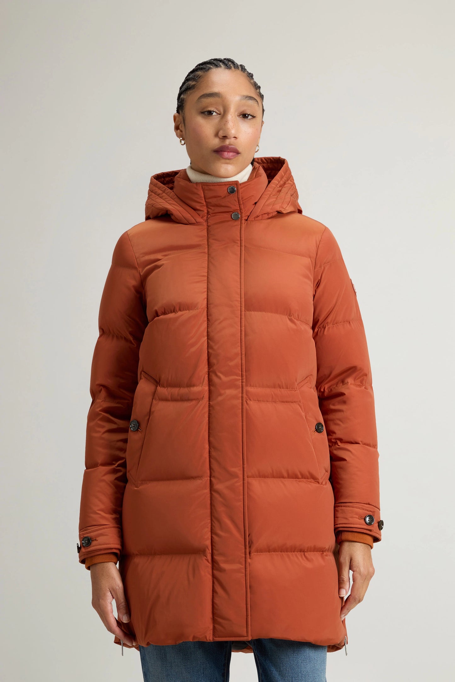 Woolrich Piumino Lungo Donna Alsea Puffy Parka Arancio Minium