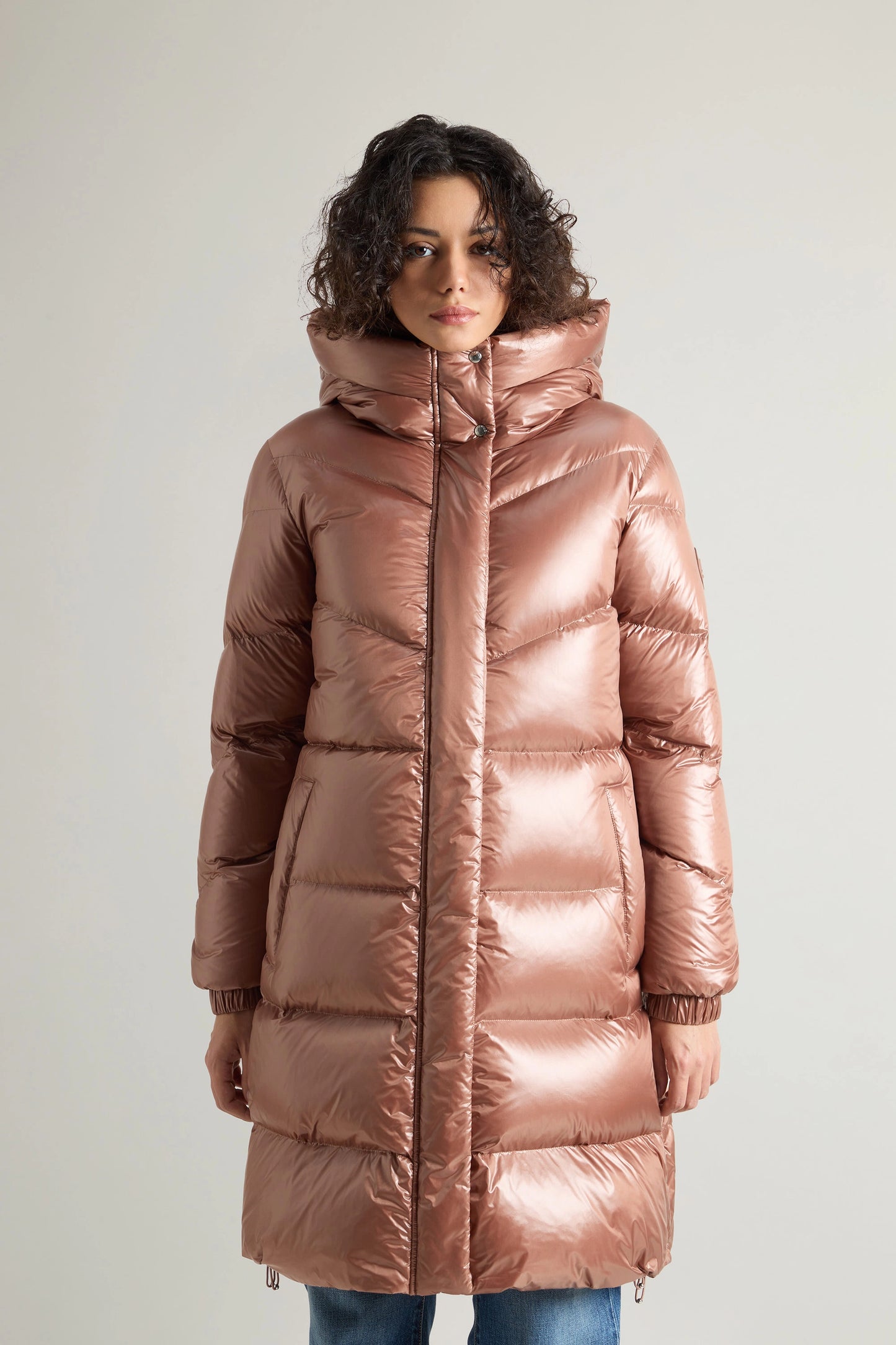 Woolrich Piumino Lungo Donna Aliquippa Long Puffer Jacket Marrone Scuro