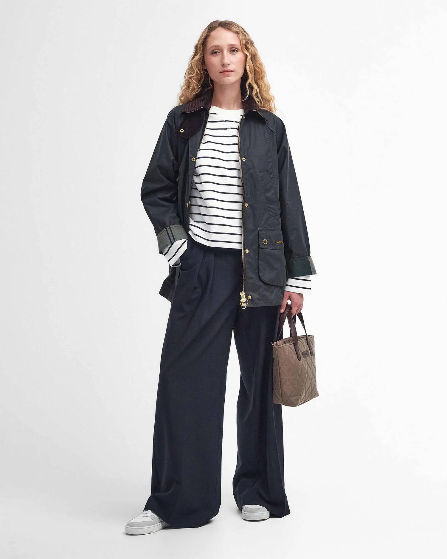 Barbour Giacca Cerata Modern Beadnell Donna Sage Ancient
