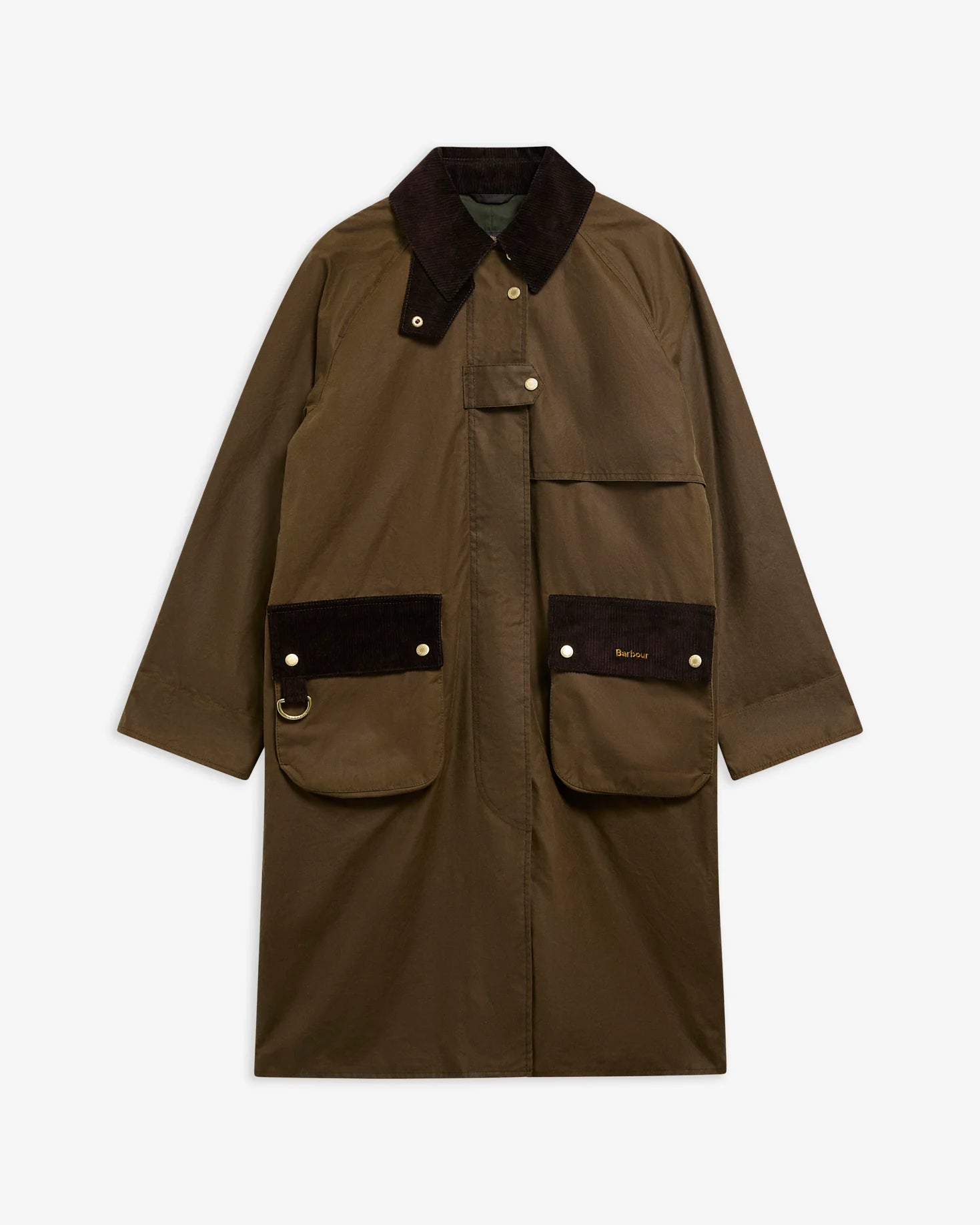 Barbour Giacca Cerata Lunga Kirklees Donna Beach Ancient