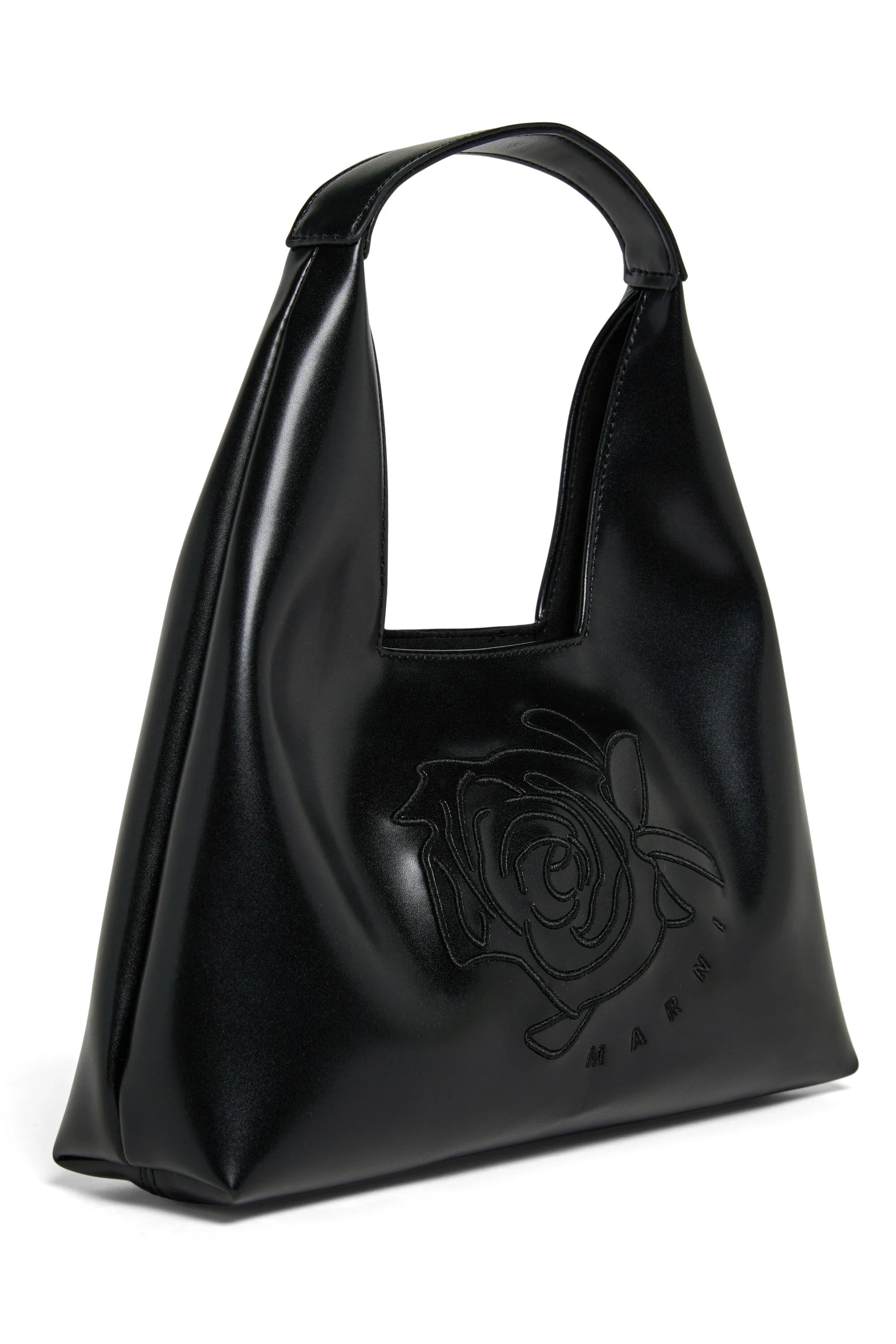 Marni Borsa Diamond con Logo e Motivo Floreale Nero