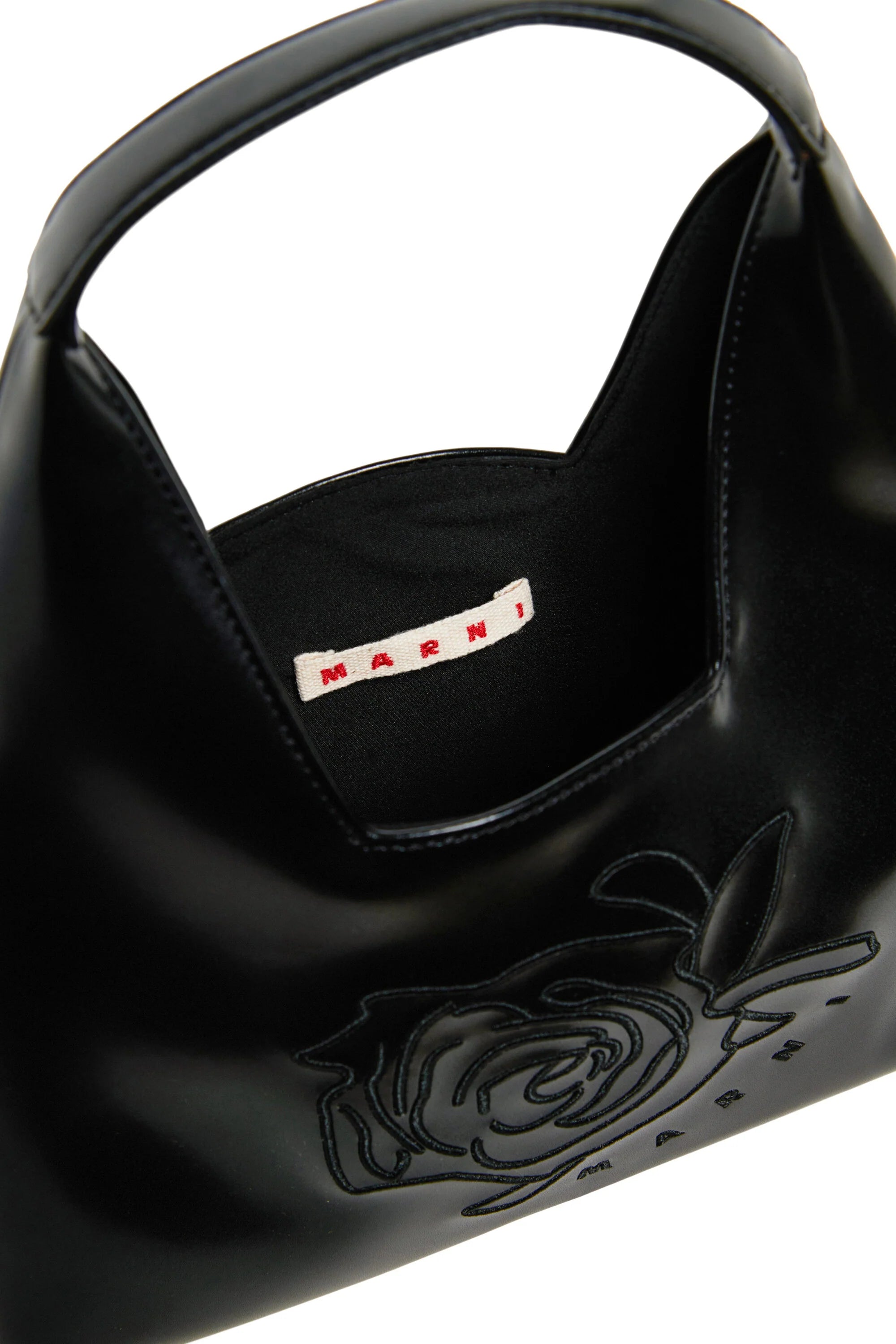 Marni Borsa Diamond con Logo e Motivo Floreale Nero
