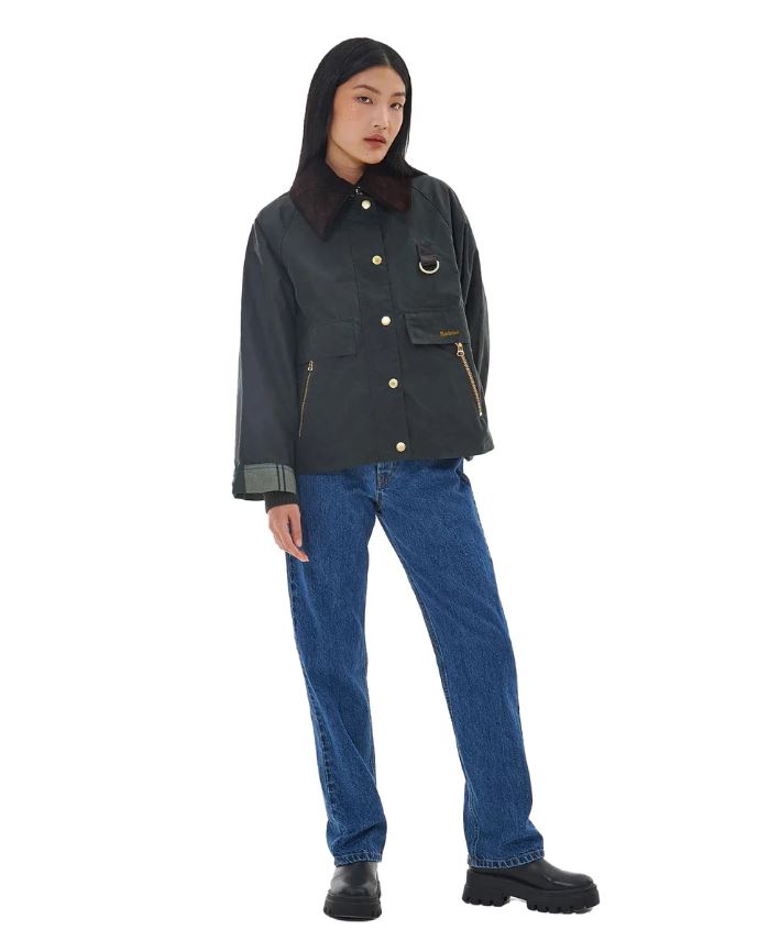 Barbour Giacca Cerata Catton Wax Donna Sage Ancient