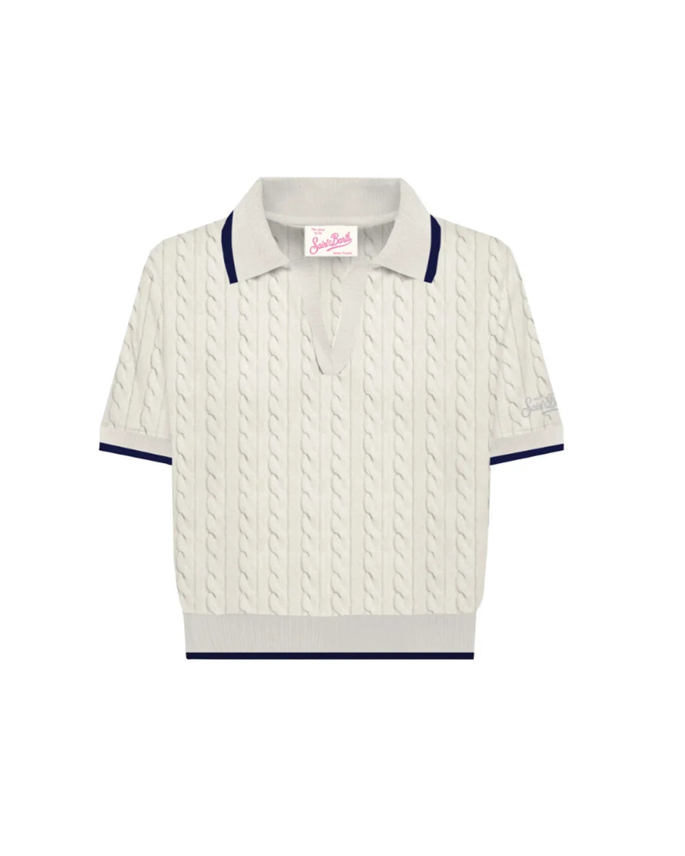MC2 Saint Barth Polo in Maglia a Treccia Amaris Braid Donna Off White