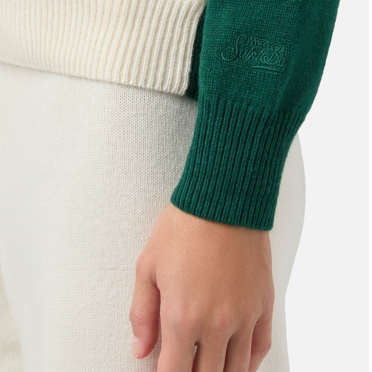 Mc2 Saint Barth Maglione in Misto Cashmere New Queen C Moritz Blondie Verde