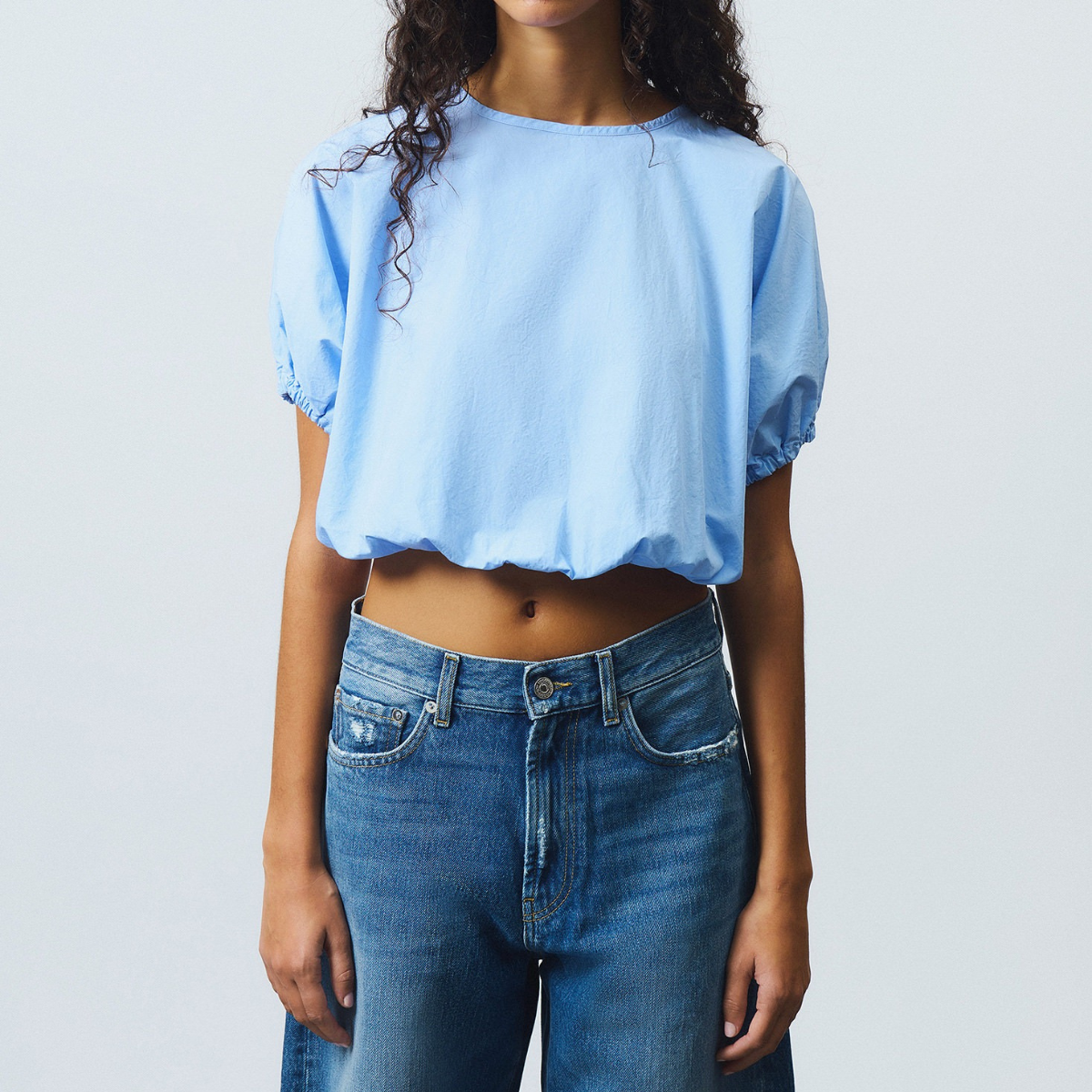 Roy Roger's Camicia in Popeline di Cotone Donna Azzurro