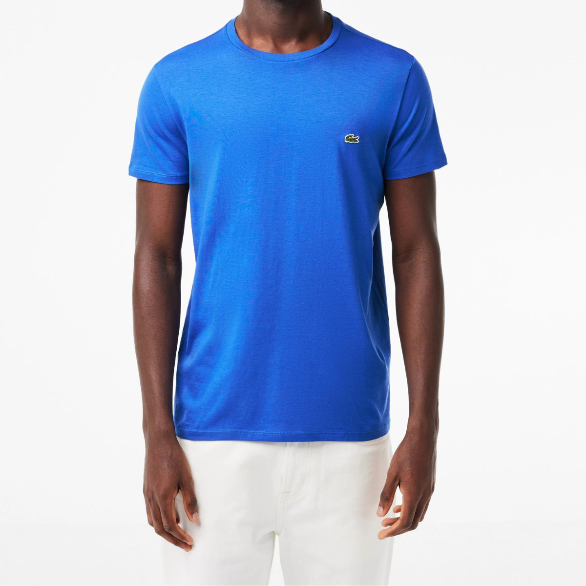 Lacoste T-Shirt in Jersey di Cotone Uomo Azzurro