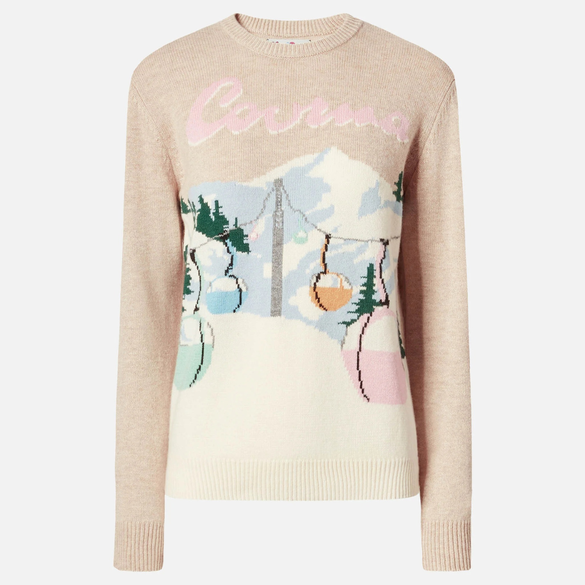 Mc2 Saint Barth Maglione in Misto Cashmere New Queen Apres Ski Card Donna Beige