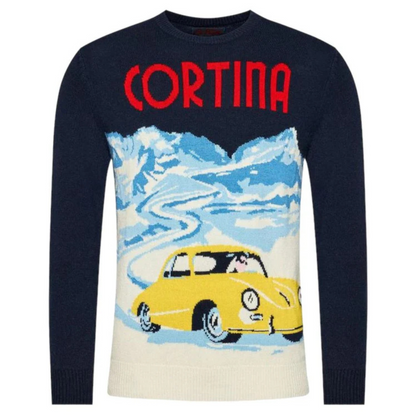 MC2 Saint Barth Maglia con Stampa Cortina Uomo Mountain Car Blu Scuro