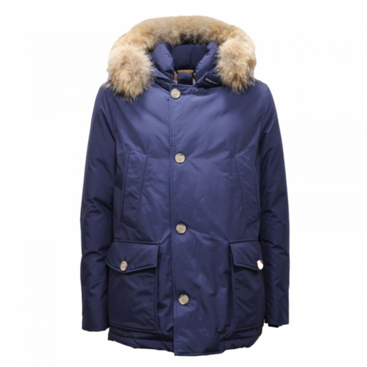 Woolrich Parka Corto Uomo Arctic Detachable Fur Anorak Blu Iris