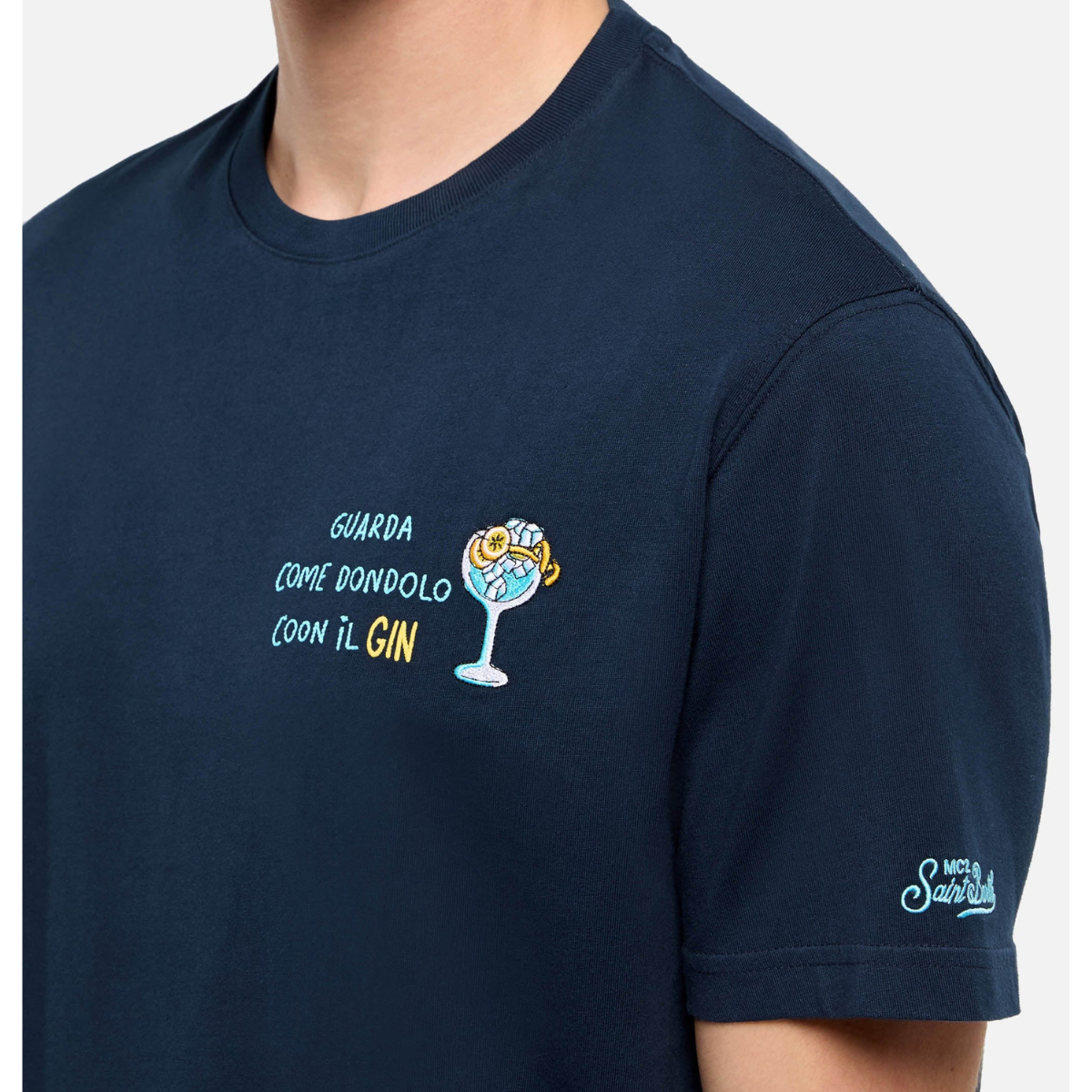 Mc2 Saint Barth T-Shirt in Cotone Uomo Portofino Dondolo Gin Blu