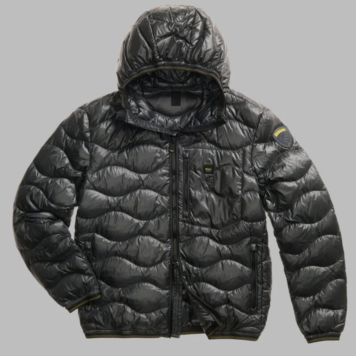 Blauer Piumino in Nylon ad Onde Wave Uomo Nero