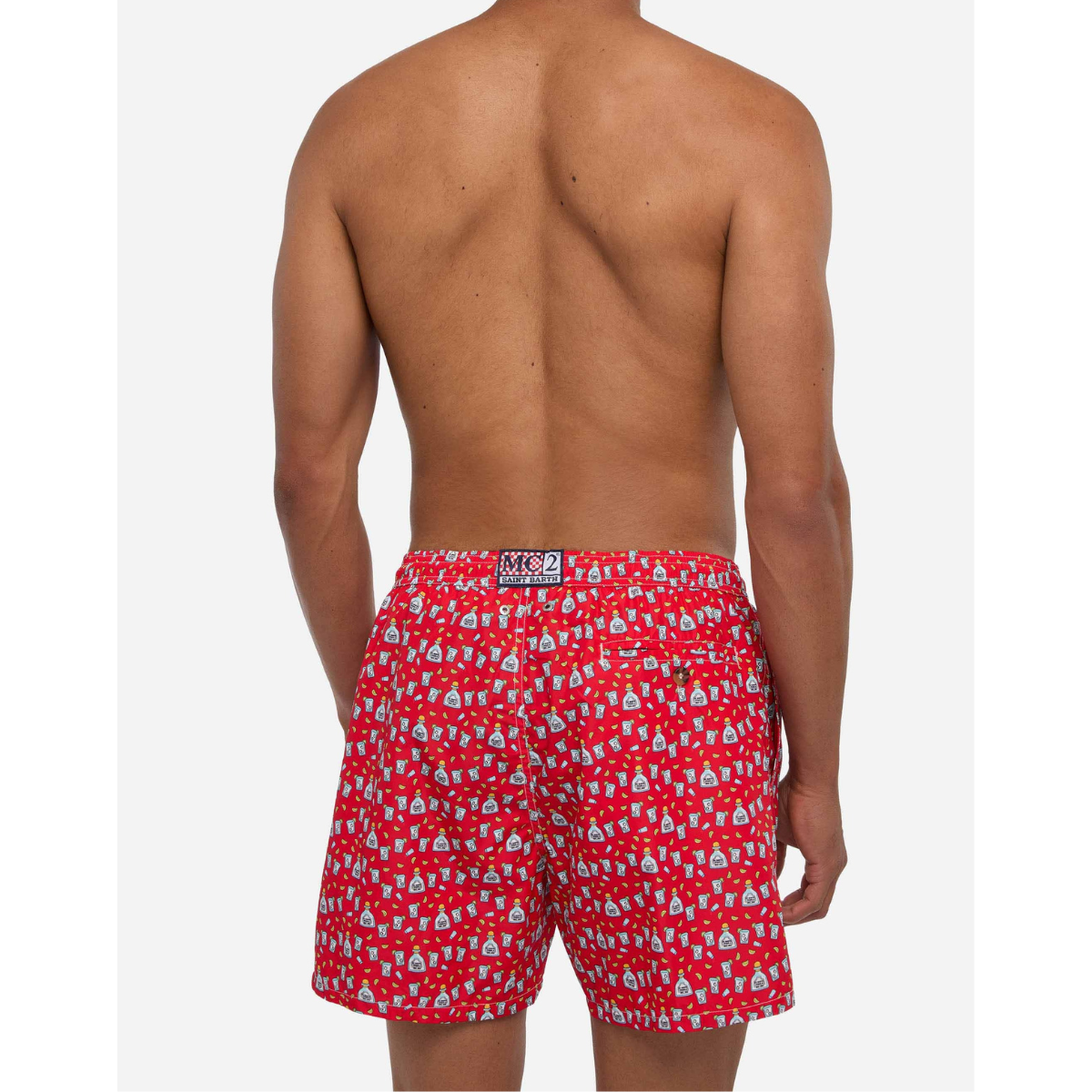 MC2 Saint Barth Costume Mare in Tessuto Leggero con Stampa Tequila Uomo Rosso