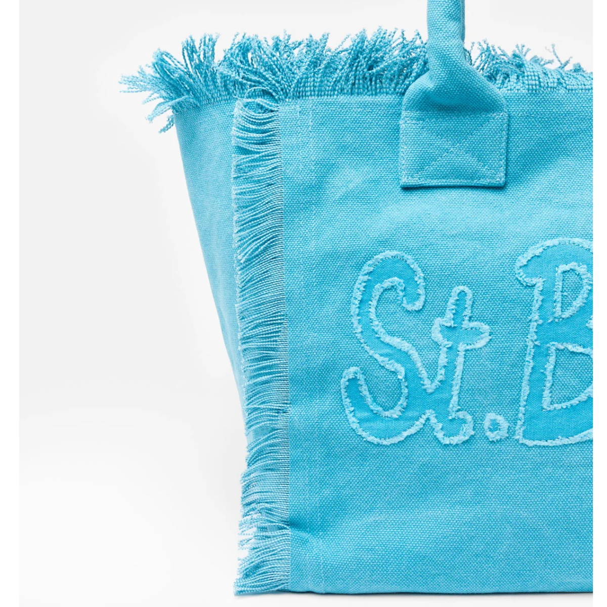 Mc2 Saint Barth Borsa Tote in Tela di Cotone con Toppa con Logo Vanity Donna Azzurro