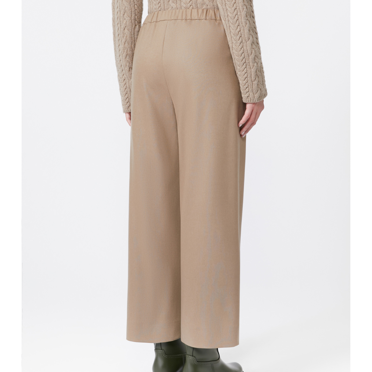 Max Mara Pantalone in Lana Floria Donna Biscotto