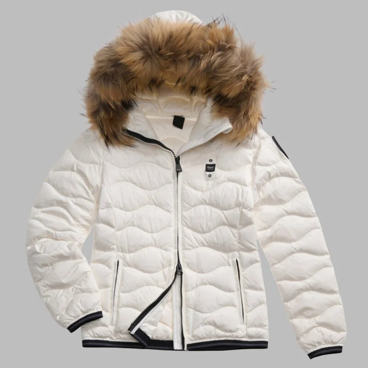 Blauer Piumino con Bordi in Pelliccia Aldie Donna Bianco Ottico