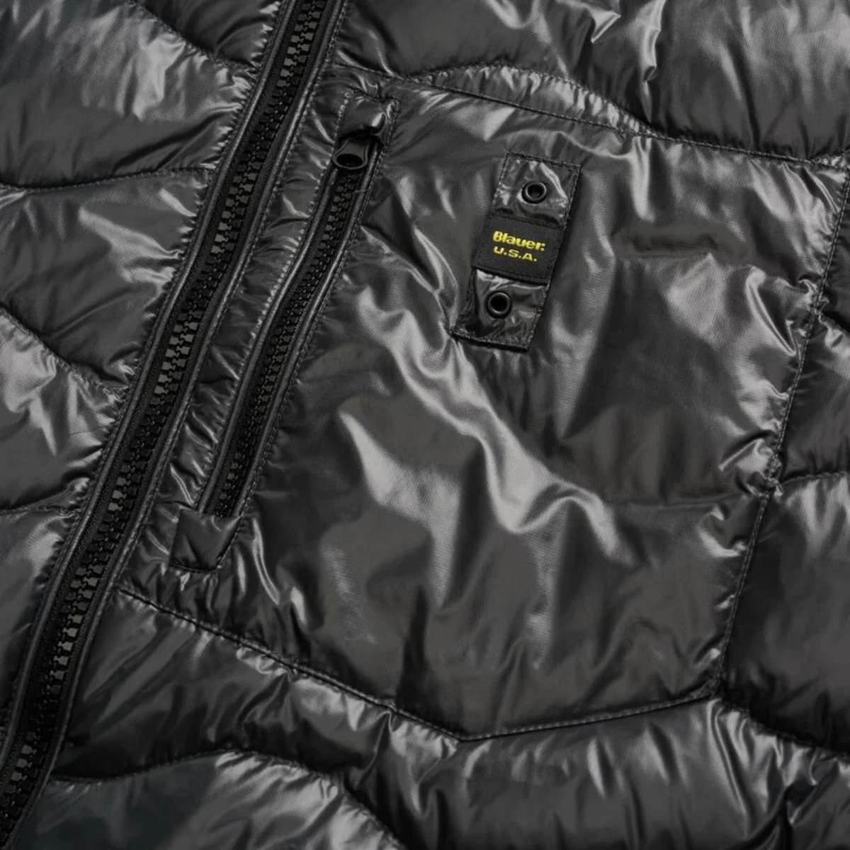 Blauer Piumino in Nylon ad Onde Wave Uomo Nero