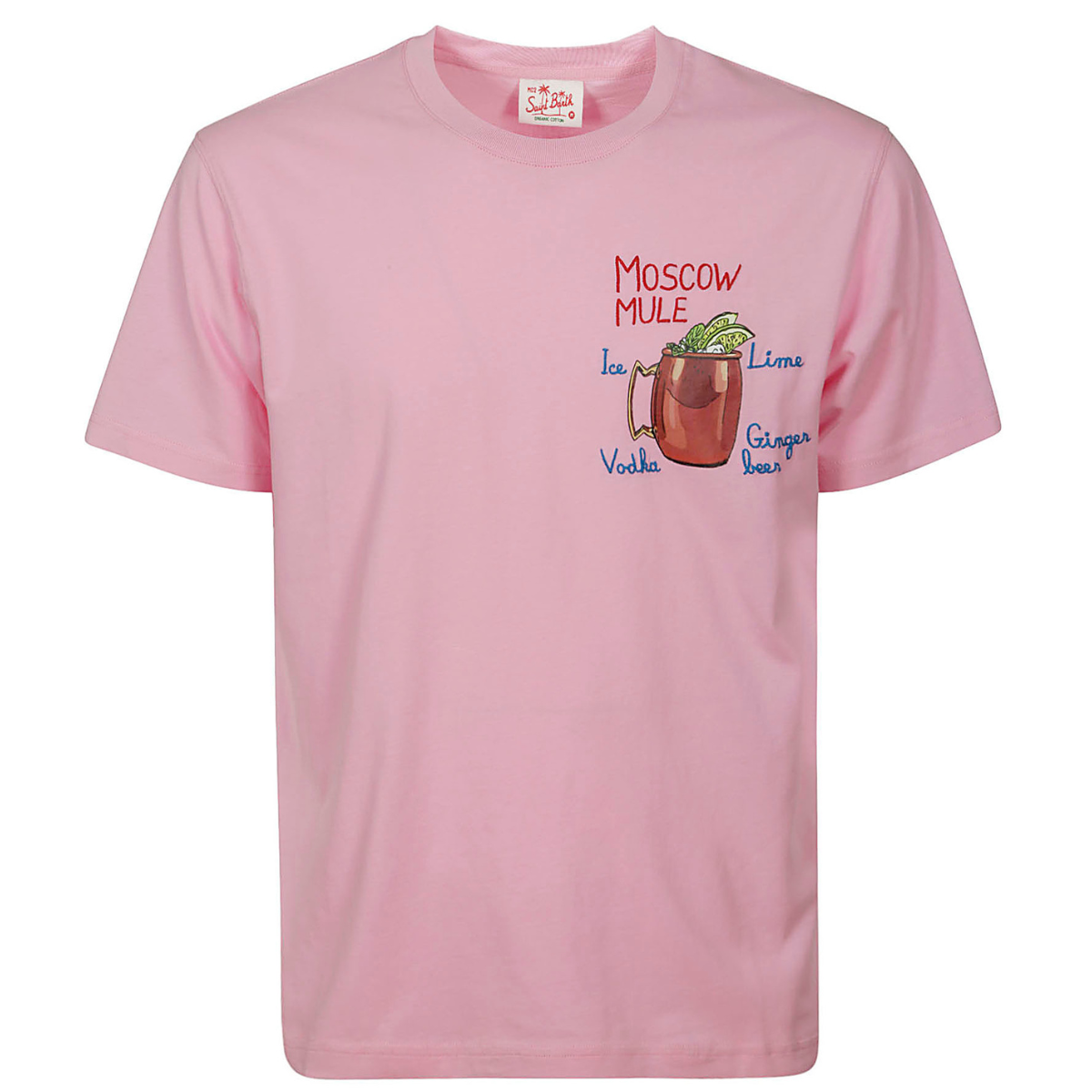 Mc2 Saint Barth T-Shirt Man in Cotone con Ricamo Uomo Moscow Rosa