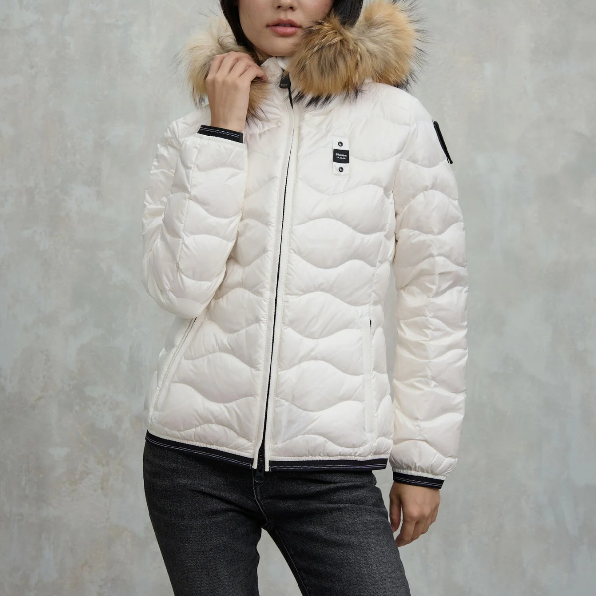 Blauer Piumino con Bordi in Pelliccia Aldie Donna Bianco Ottico