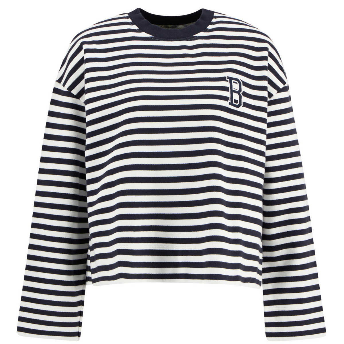 Barbour Felpa in Cotone a Righe Gabby Donna Blu e Bianco