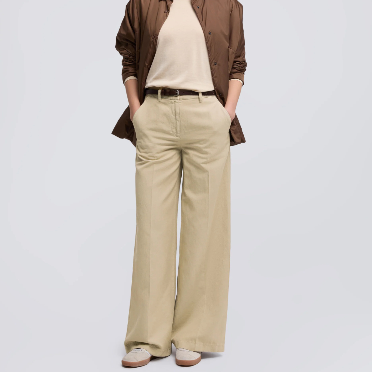 Aspesi Pantalone in Gabardina di Cotone e Lino Mod. 0188 Donna Beige