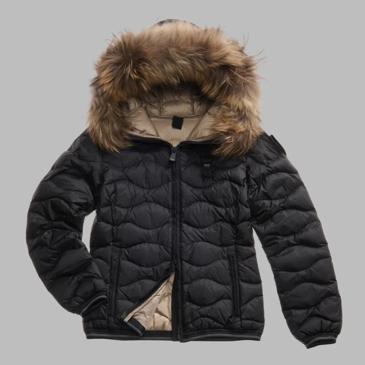 Blauer Piumino con Bordi in Pelliccia Aldie Donna Nero