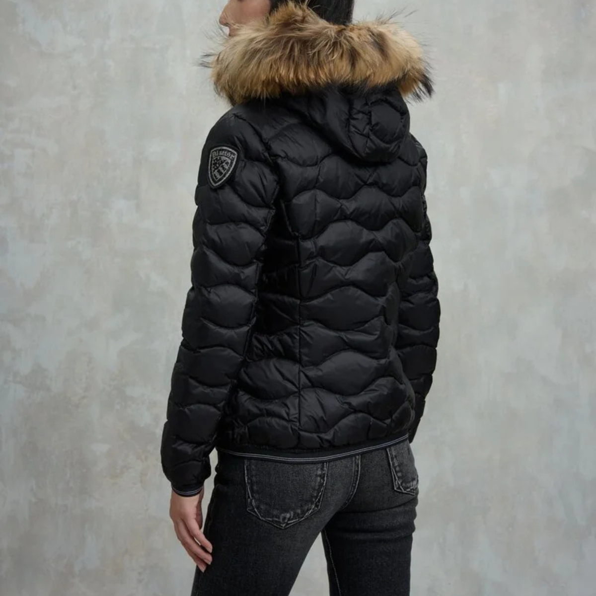 Blauer Piumino con Bordi in Pelliccia Aldie Donna Nero