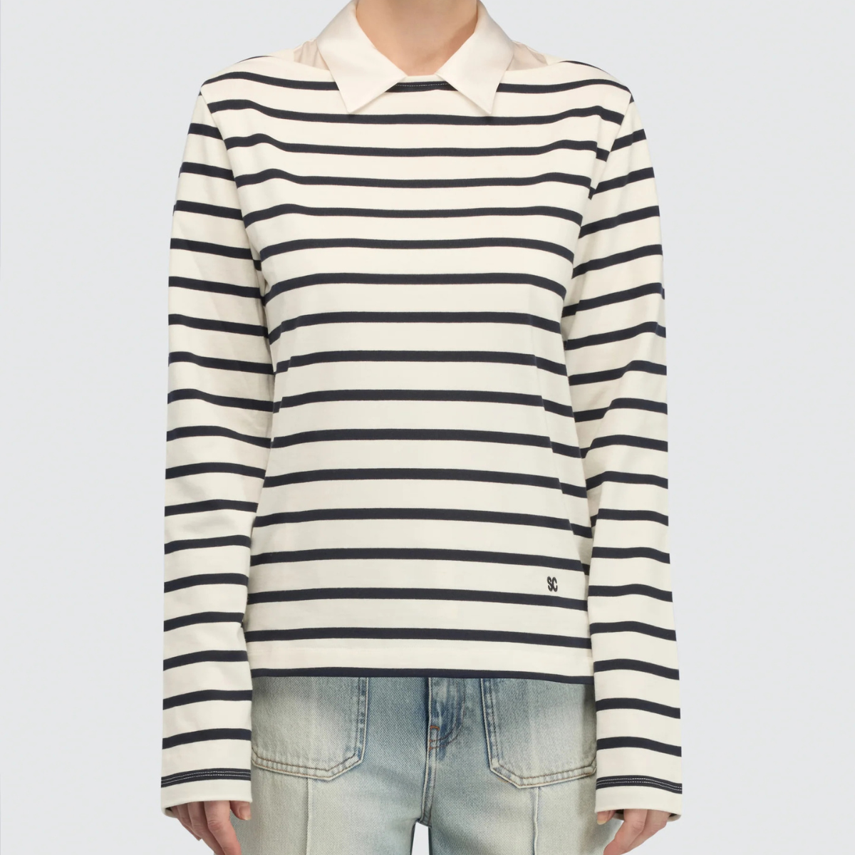 Semicouture Maglia in Cotone a Righe Carmelita Donna Lana e Baltico