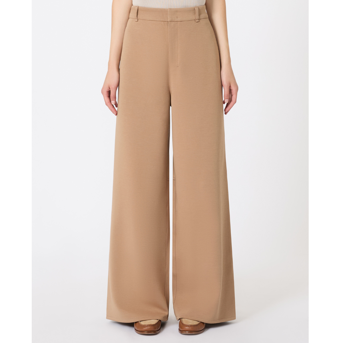 Max Mara Pantaloni in Jersey di Cotone Merlot Donna Cammello