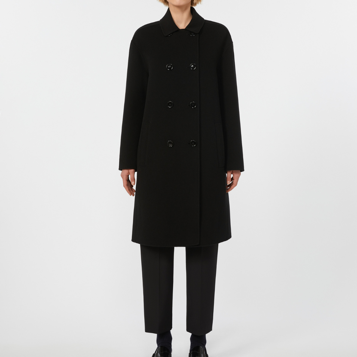 Max Mara Cappotto in Lana Double Doppiopetto Ribes Donna Nero