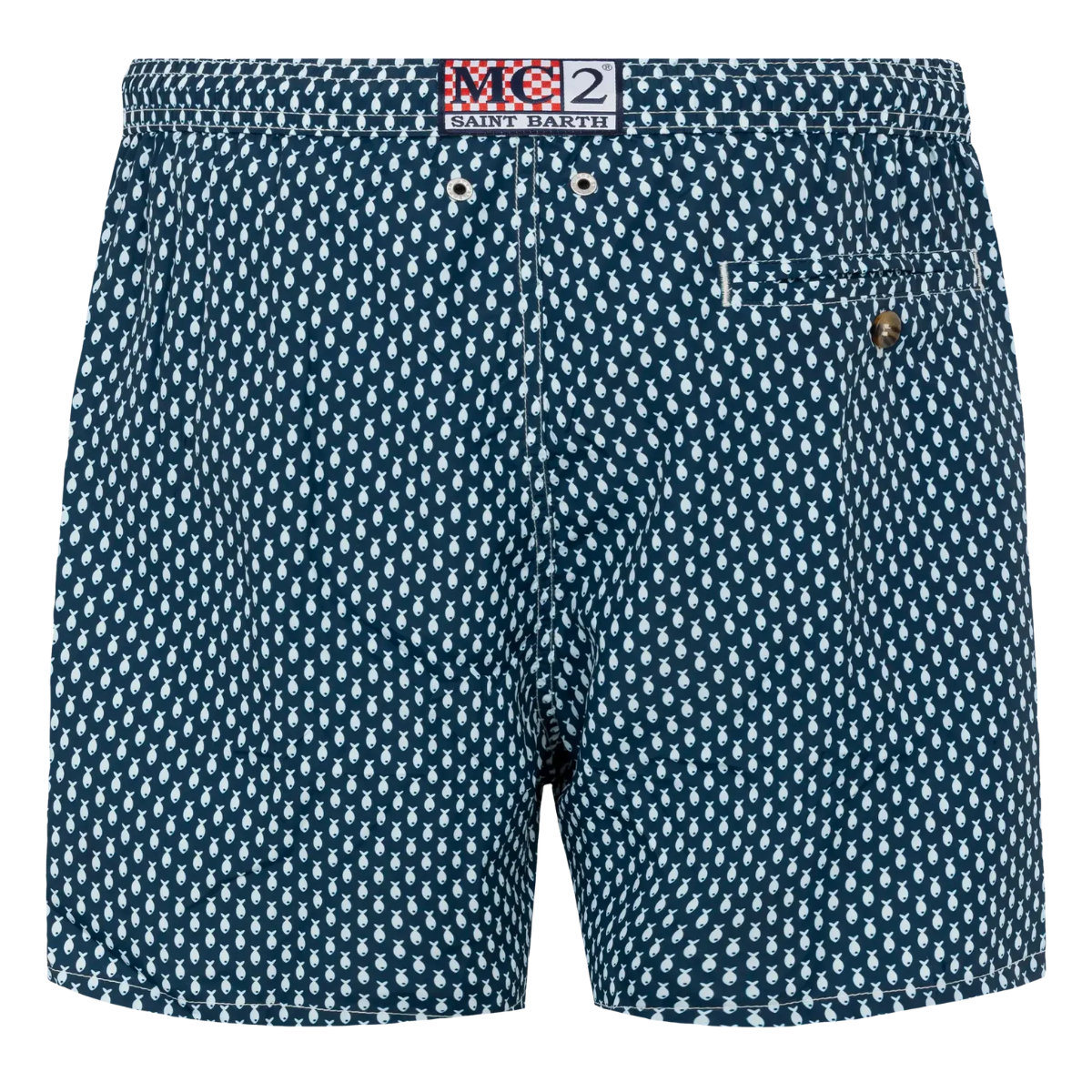 MC2 Saint Barth Costume a Pantaloncino Uomo Lighting Micro Fantasy Pesci Blu