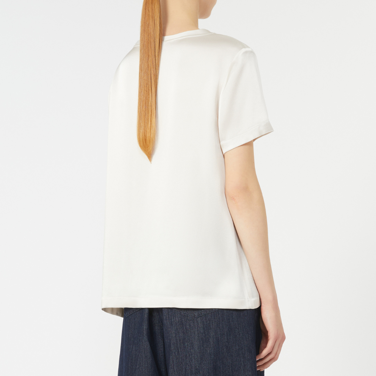 Max Mara T-Shirt in Raso di Viscosa Donna Rebecca Beige