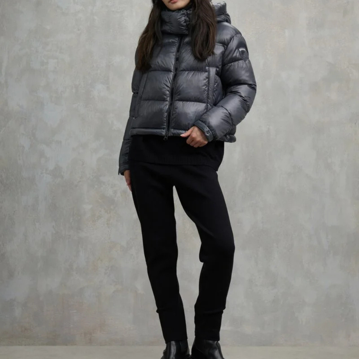 Blauer Giubbetto in Nylon Gloria Donna Nero